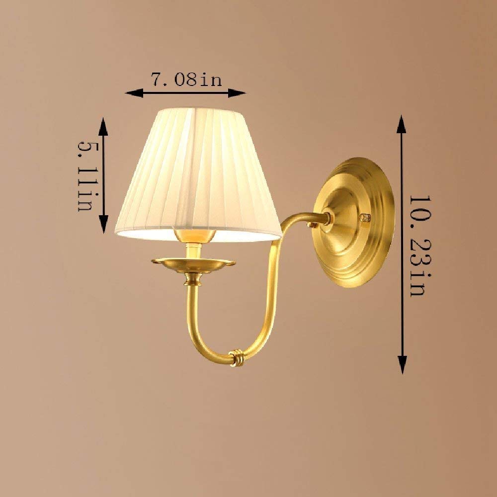 European Minimalist Fabric Wall Mounted Light - E14 Bedside Lamp for Bedroom, Living Room & Corridor - Luxury Copper Reading Light for Cozy Ambiance & Nighttime Relaxation
