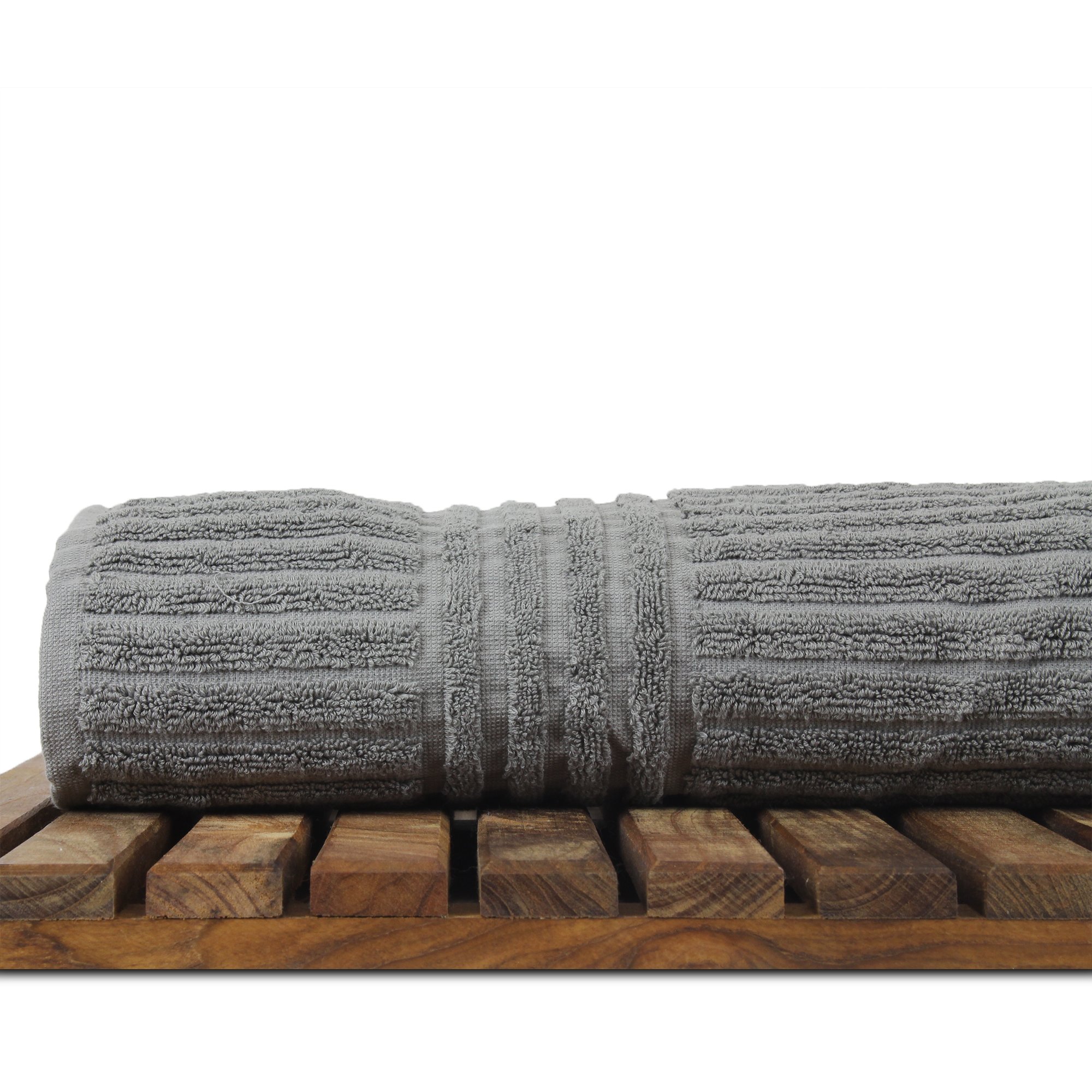 Premium 100% Genuine Turkish Cotton Luxury Bath Towel Set - Ultra Soft Hotel & Spa Quality, Striped Gray, 4-Piece Set for Bathroom, Beach, and Gift Giving