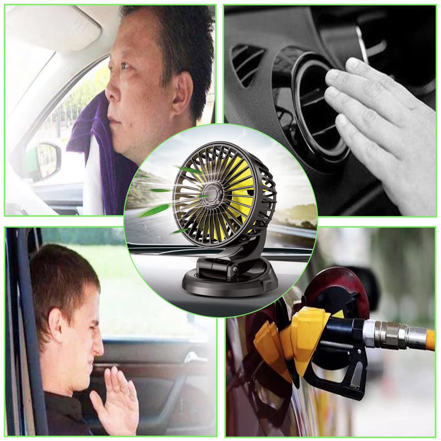 360° Rotatable USB Car Fan - Powerful Cooling Fan for Cars, SUVs, Trucks, Boats & Golf Carts | Portable Air Circulator for Home & Office Use | USB-Powered (5V) F409-5V