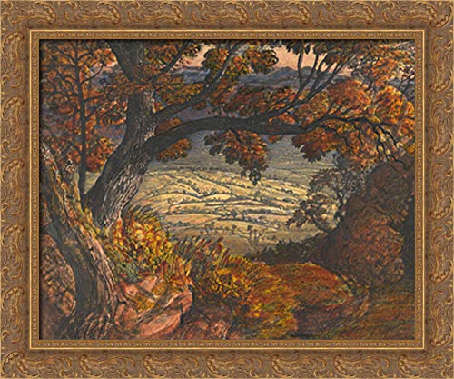 Samuel Palmer The Weald Of Kent 24x20 Gold Ornate Wood Framed Canvas Art - Premium Wall Decor for Living Room, Bedroom & Office