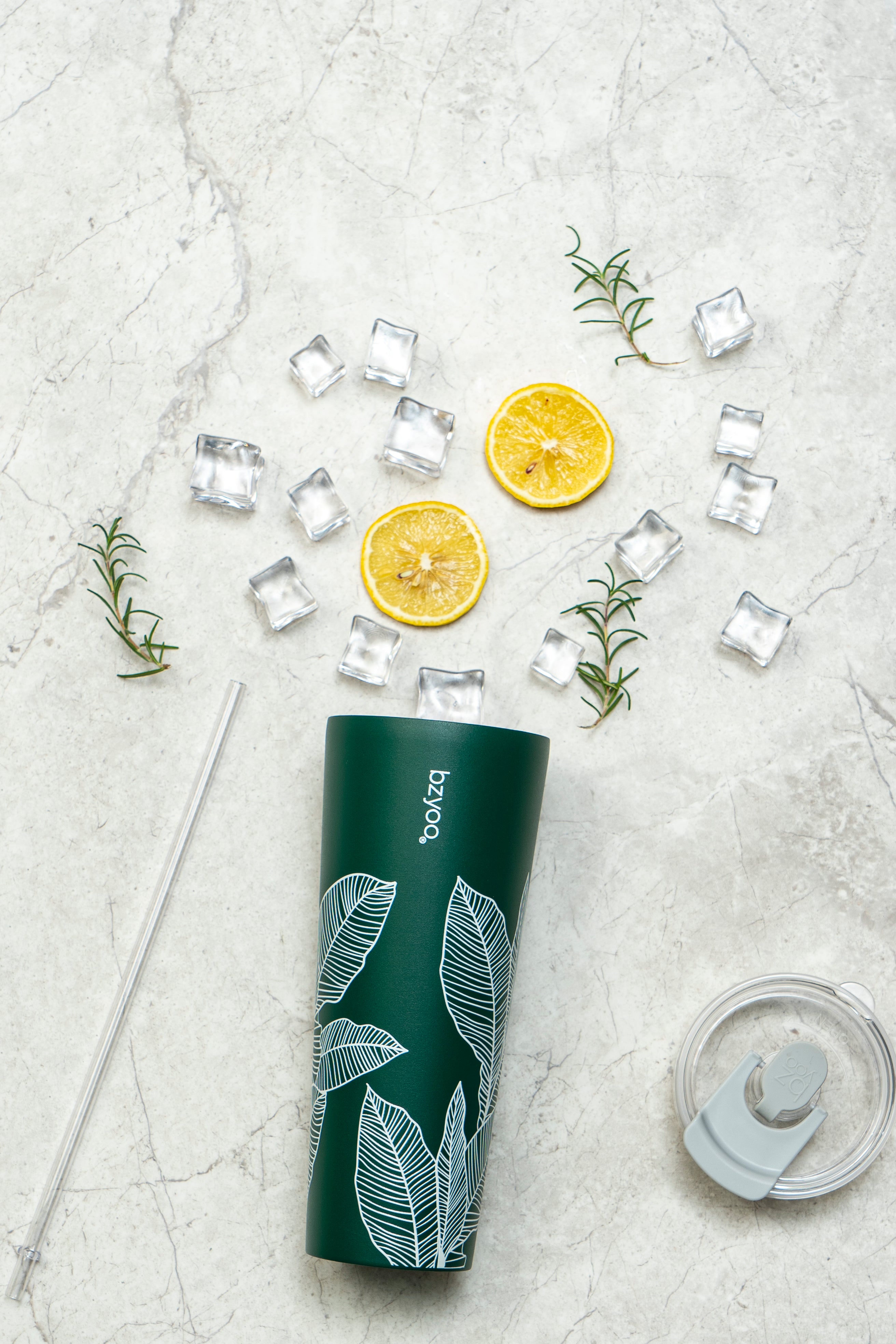 24oz Double Wall Vacuum Insulated Stainless Steel Tumbler with Straw Lid - Leaf Green | Leakproof Travel Mug for Coffee, Tea & Cold Drinks | Perfect for Office, Gym & Outdoor Activities