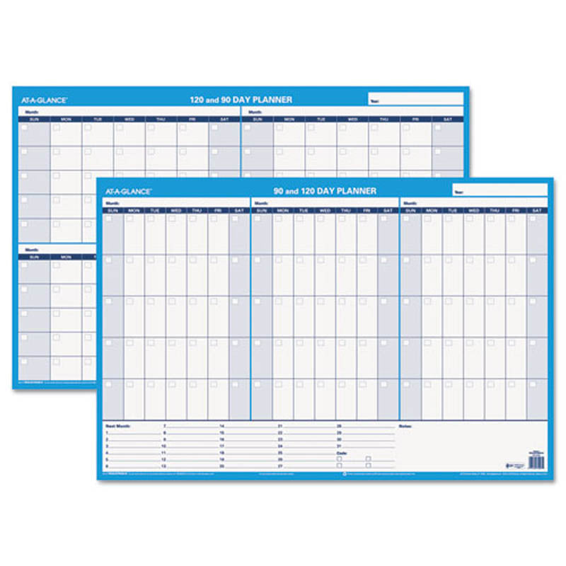 90/120 Day Undated Horizontal Erasable Wall Calendar Planner - 36