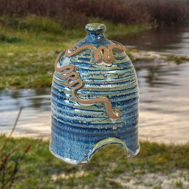 French Blue Toad House - Decorative Garden Ornament for Outdoor Fairy Gardens & Landscaping