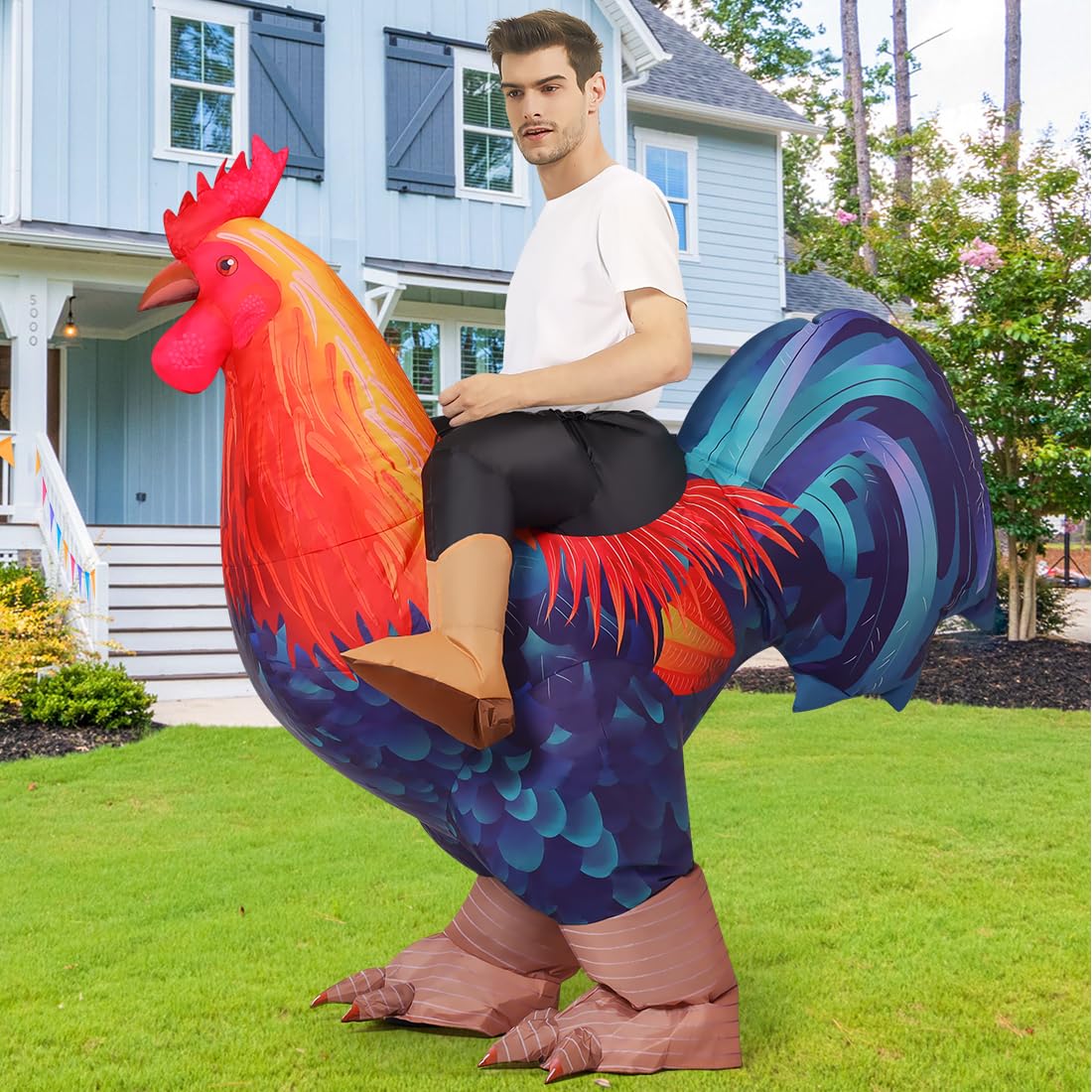 COMIN Inflatable Chicken Costume for Adults - Funny Rooster Suit for Halloween, Cosplay, Birthday & Christmas Parties | Men & Women's Hilarious Outfit for Festivals, Themed Events & Pranks