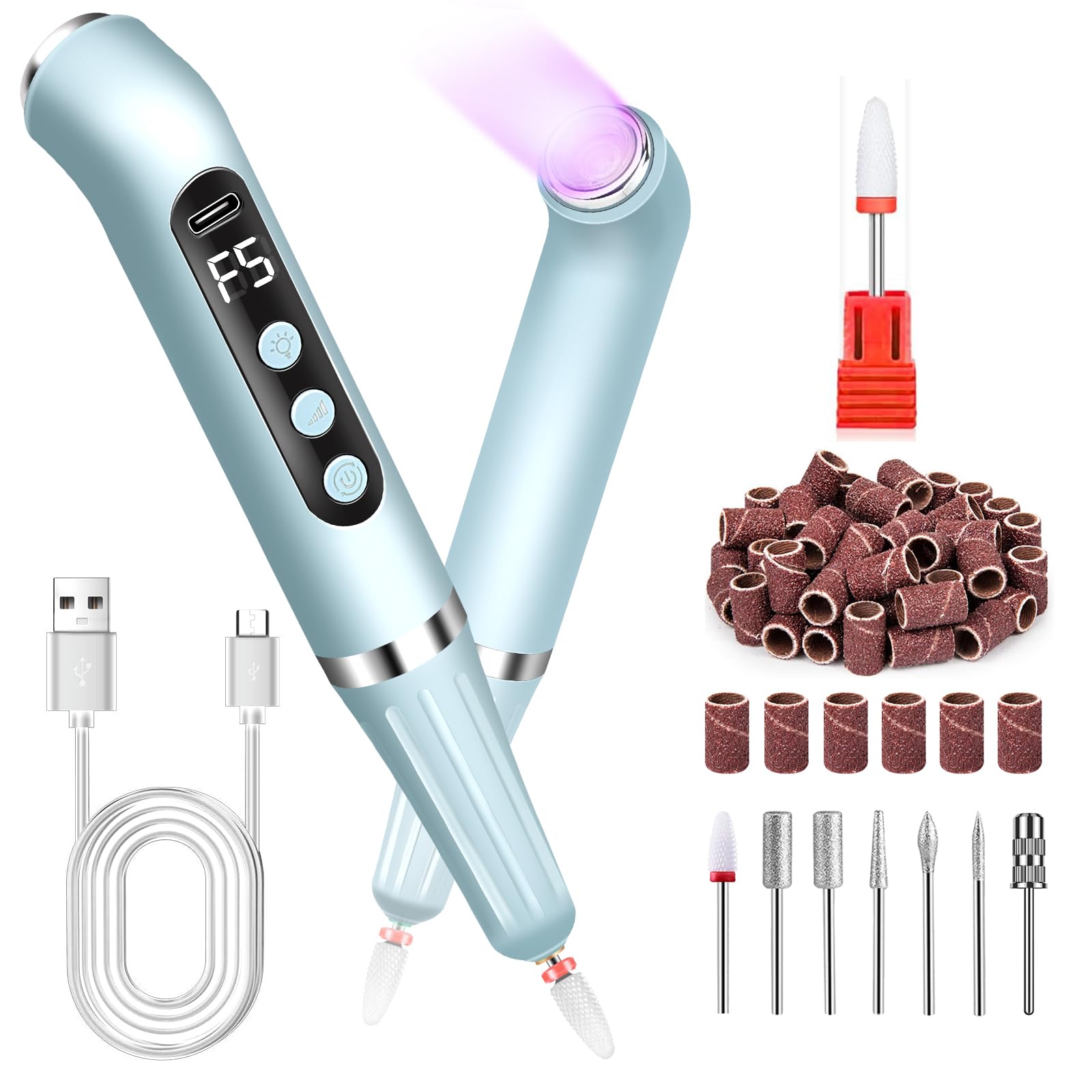 Professional Cordless Nail Drill & UV Lamp 2-in-1 Kit - Electric Nail File with Portable UV Light for Gel & Acrylic Nails - Perfect for Salon, Home Manicure & Pedicure Care