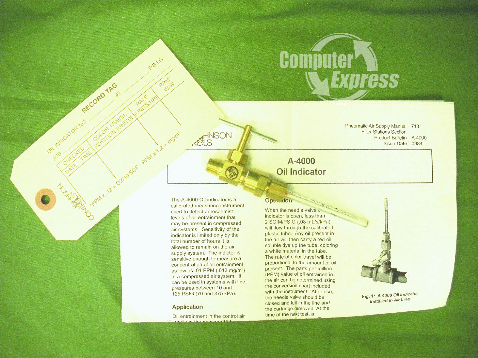 Johnson Controls A-4000-120 Oil Level Indicator with Needle Valve - HVAC System Monitoring for Industrial Equipment and Machinery