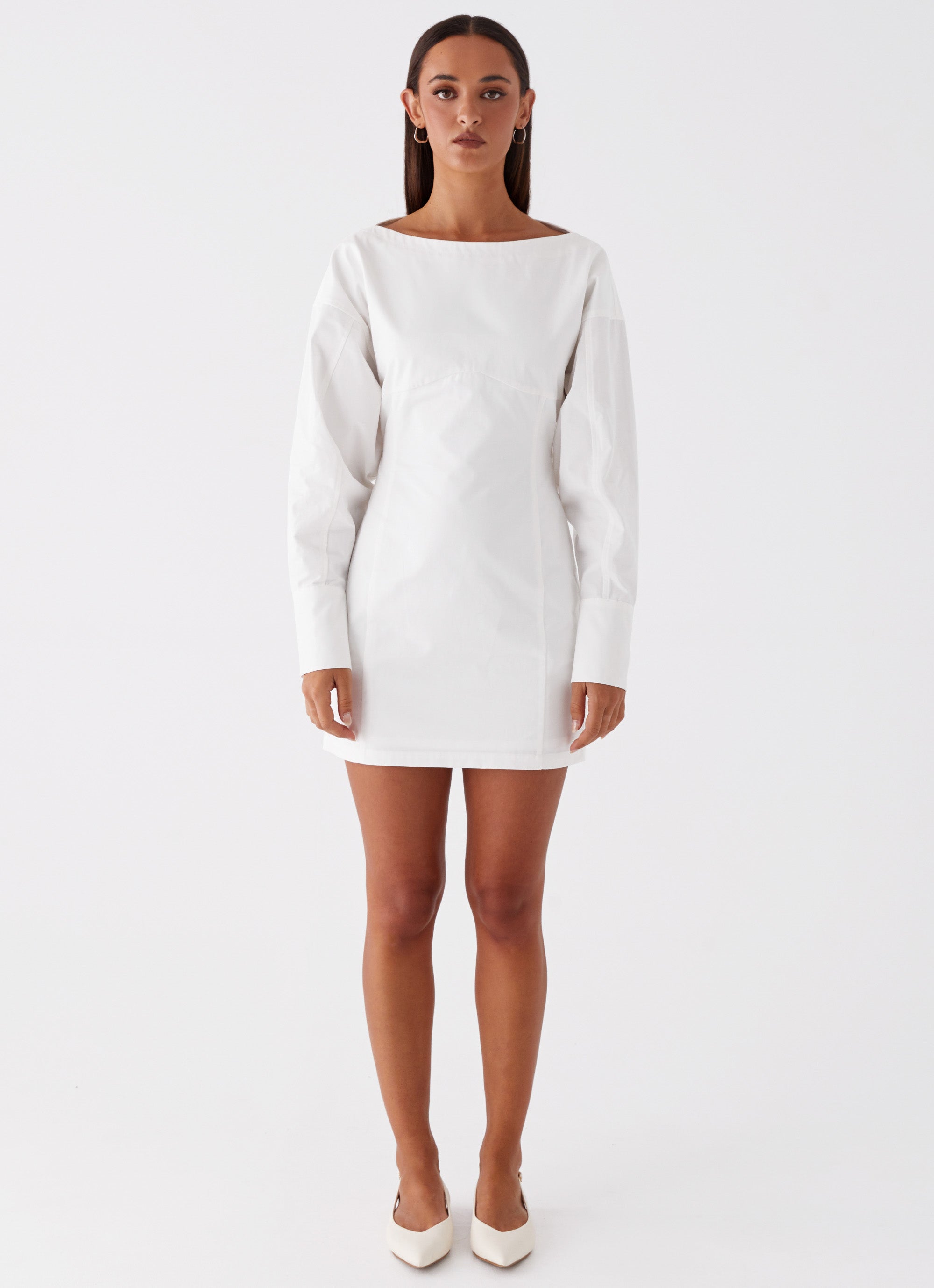 Dynasty Mini Dress Shirt - White | Elegant Women's Fashion Top for Casual Wear, Office & Party Outfits