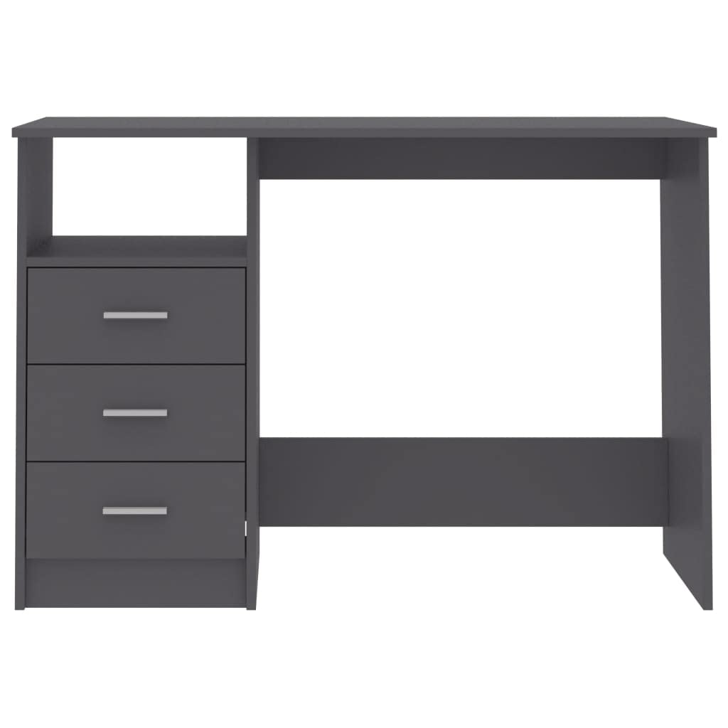 Compact Gray Study Desk with Drawers - 43.3