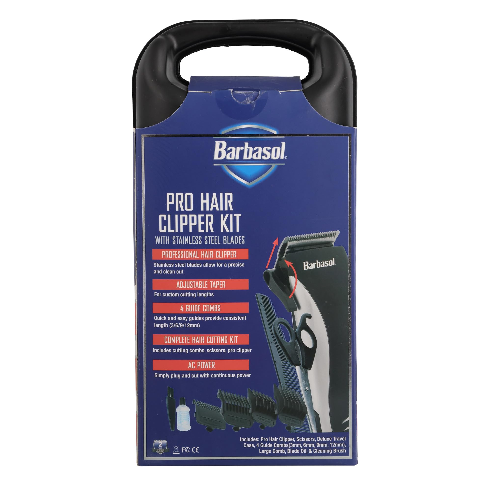 Professional Hair Clipper Kit with Stainless Steel Blades - 4 Combs & Travel Bag for Home & Salon Use