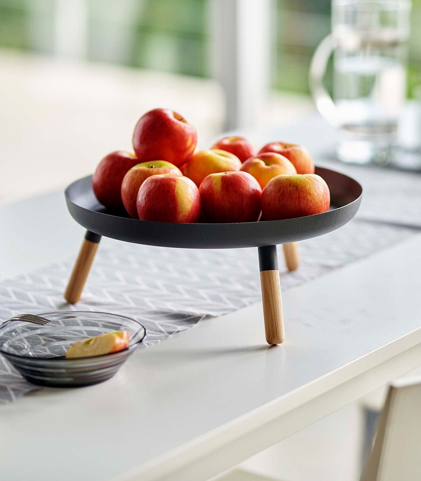 Sturdy Countertop Pedestal Tray - 5 Inch Height Steel & Wood Stand for Kitchen, Bathroom, or Living Room Organization