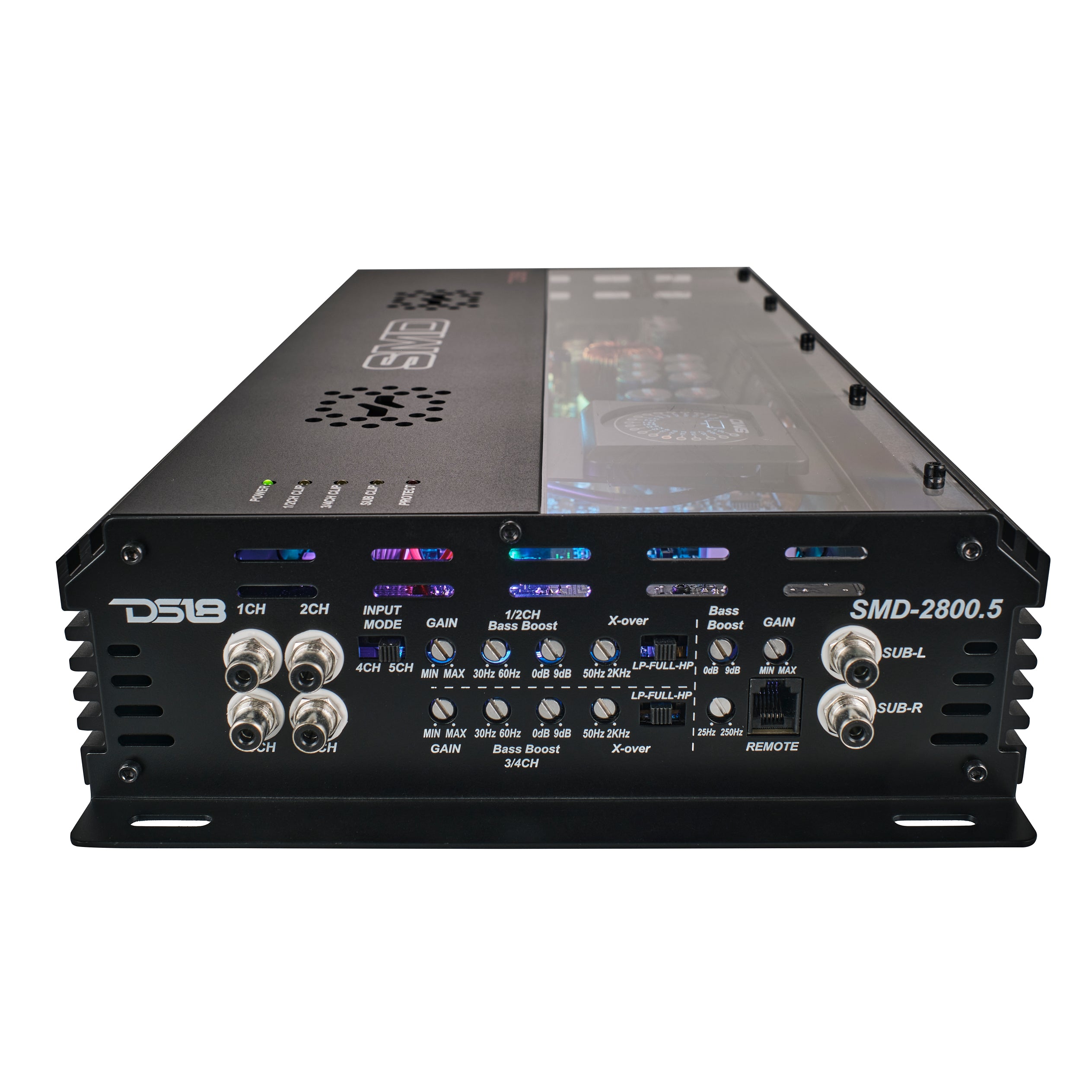 5-Channel Car Amplifier 250W x 4 + 1800W Class AB/D - SMD with Voltmeter & LED Display | High Power Audio System for Trucks, SUVs & Custom Car Stereo Upgrades