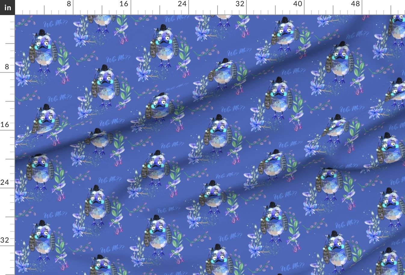 Watercolor Owl Blue Cute Printed Satin Fabric by The Yard - Premium Sewing Material for Apparel, Fashion, Blankets & Home Decor | Perfect for DIY Crafts, Dressmaking & Interior Design