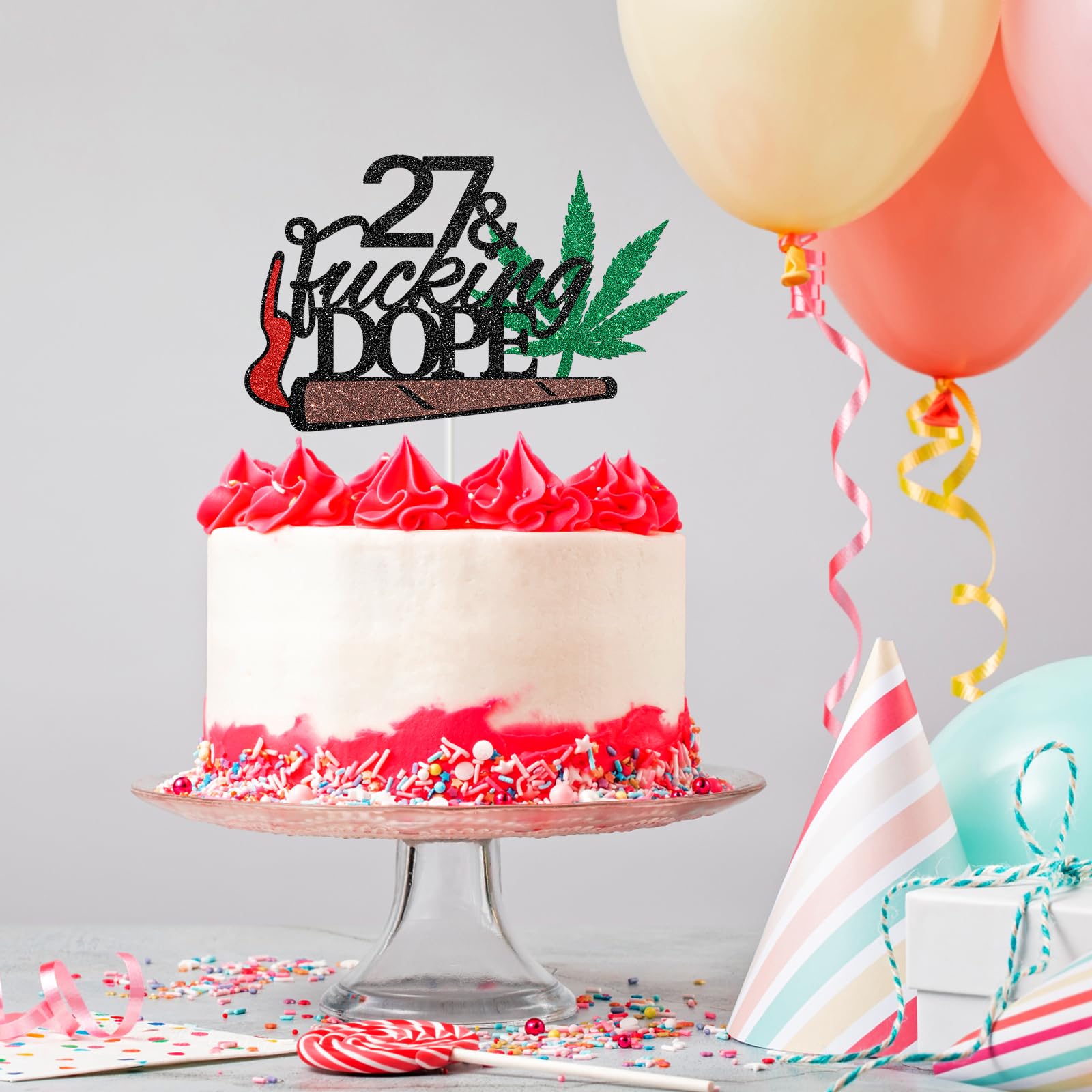 27 & Fabulous Glitter Cake Topper - Black Sparkle Birthday Decoration for Men & Women | Perfect for 27th Birthday Cakes, Cupcakes & Party Decor