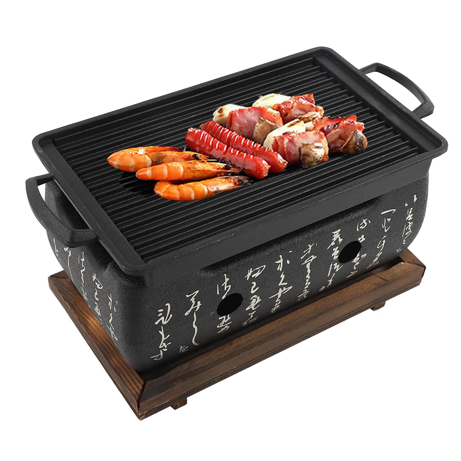 Premium Japanese Style Rectangular BBQ Grill - Traditional Charcoal Table Top Grill for Yakitori & Korean BBQ - Perfect for Outdoor Cooking, Camping & Backyard Parties