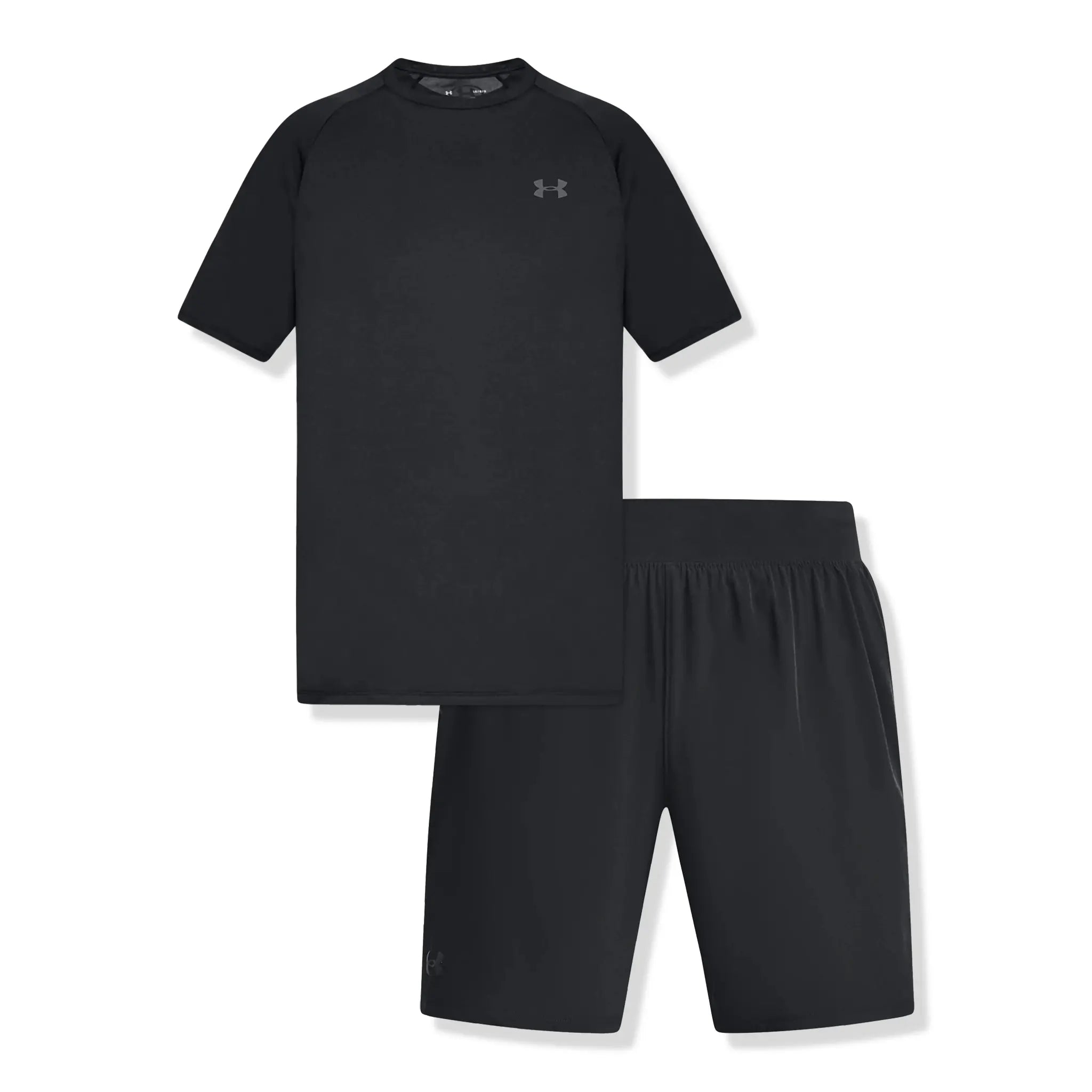 Under Armour UA Black Performance T-Shirt & Shorts Set for Men - Moisture-Wicking Gym & Workout Clothes for Running, Training & Sports Activities