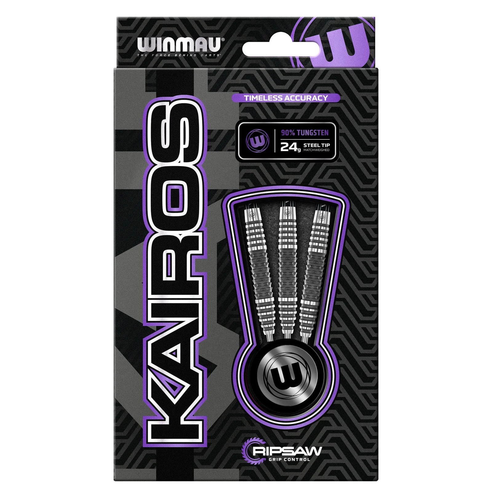 WINMAU Kairos 02 Professional Darts - 90% Tungsten Steel Tip Darts (26g) for Precision Play - Perfect for Tournaments, League Games & Home Practice