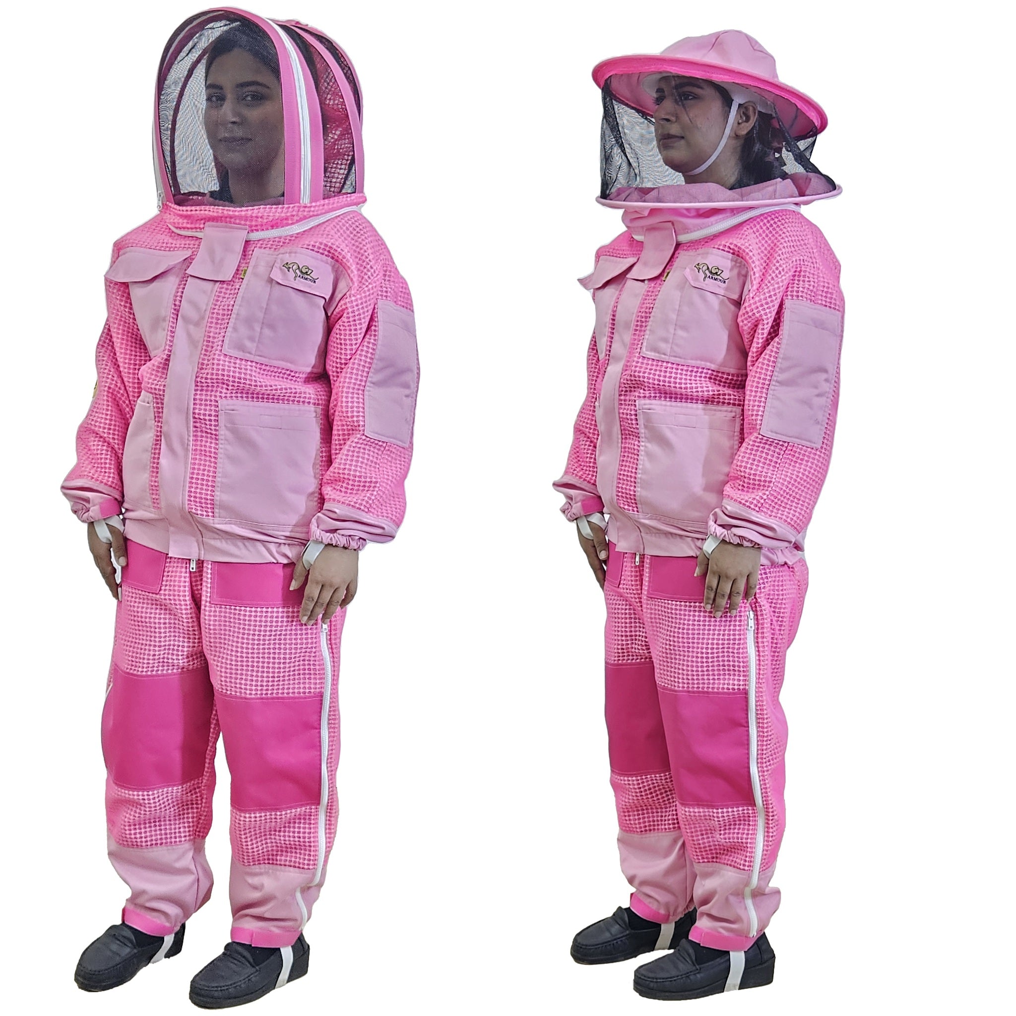 Beekeeping Suit for Women - Pink 3-Layer Mesh Beekeeping Jacket & Pants Set, Breathable & Toilet Friendly, Easy to Wear - Perfect for Beekeeping, Honey Harvesting & Outdoor Protection
