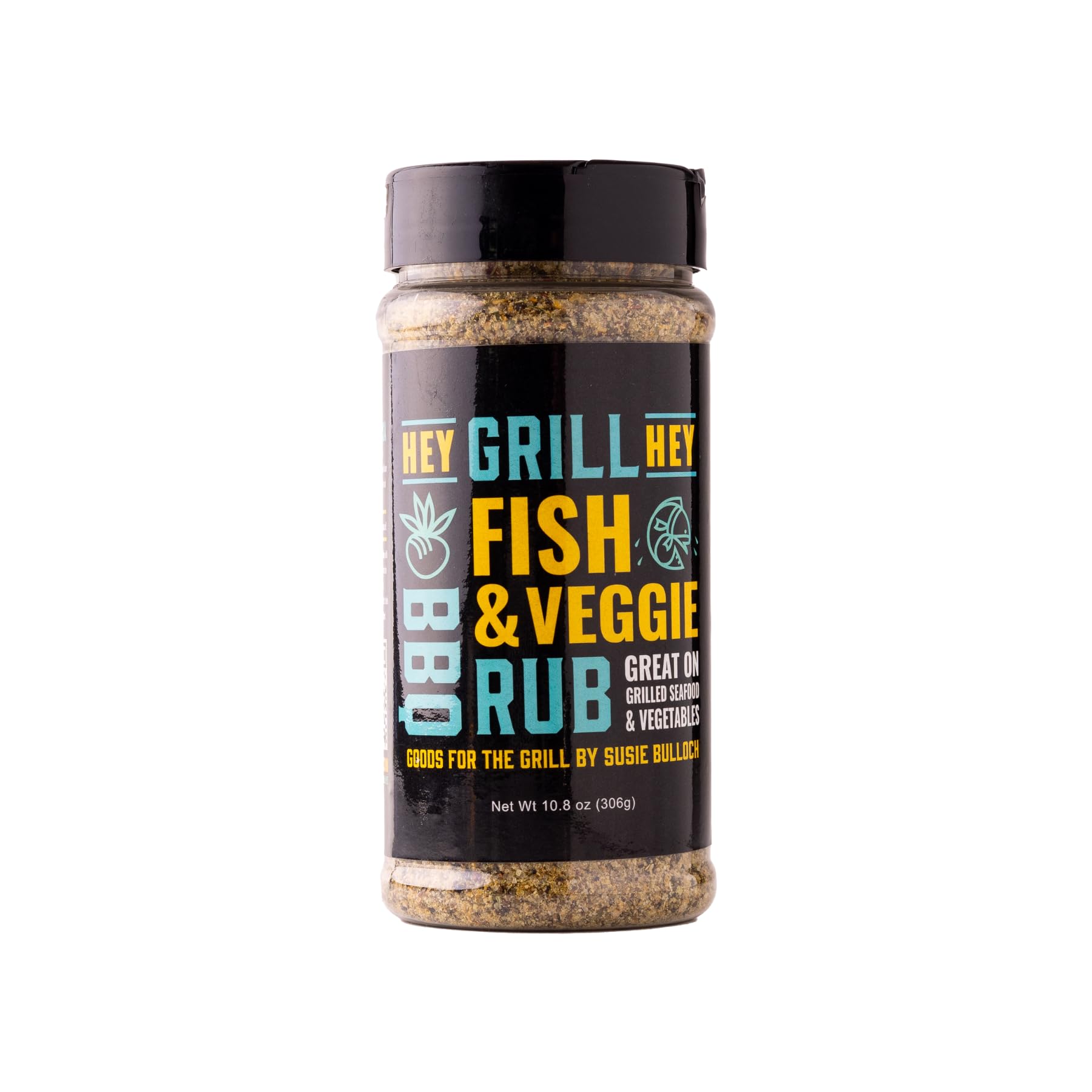 Hey Grill Hey Fish & Veggie Rub 10.8 oz - Premium Seafood & Vegetable Seasoning for Chicken, Dips, Grilling & BBQ | Perfect for Salmon, Steak, Salads & Party Snacks