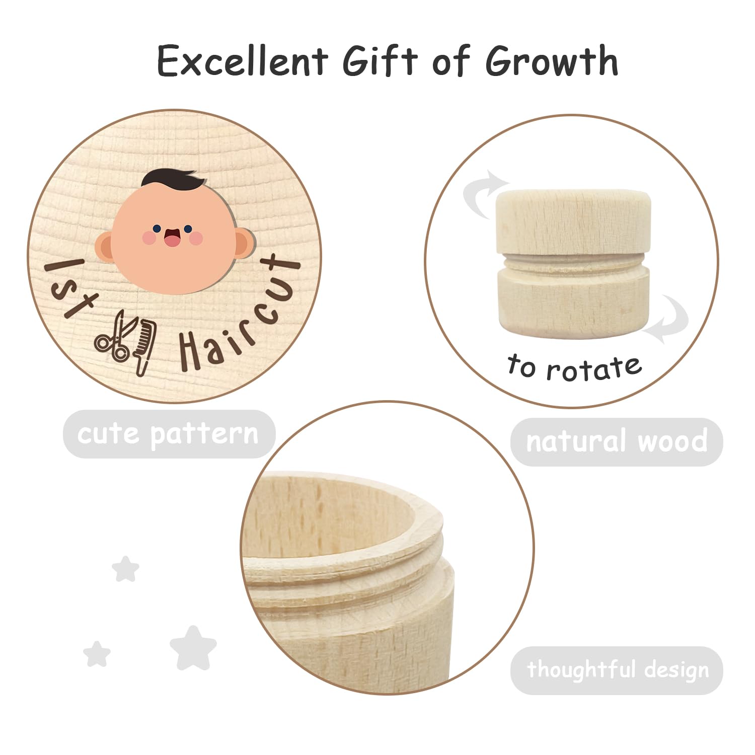 Baby Keepsake Box - Wooden First Haircut Memory Box for Newborn Hair Collection, Baby Shower & Birthday Gift for Boys & Girls - Perfect for Preserving Precious First Haircut Memories