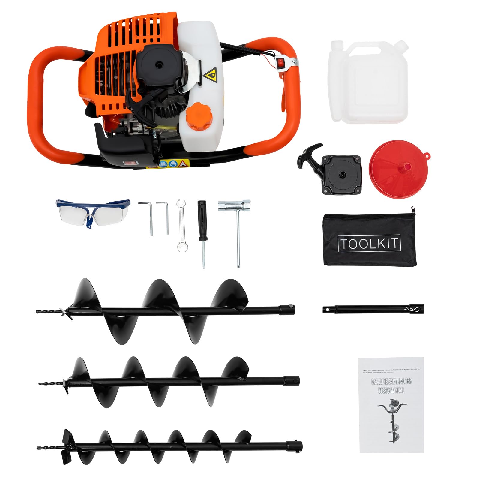 52CC Gas Powered Post Hole Digger with 3 Auger Bits (4
