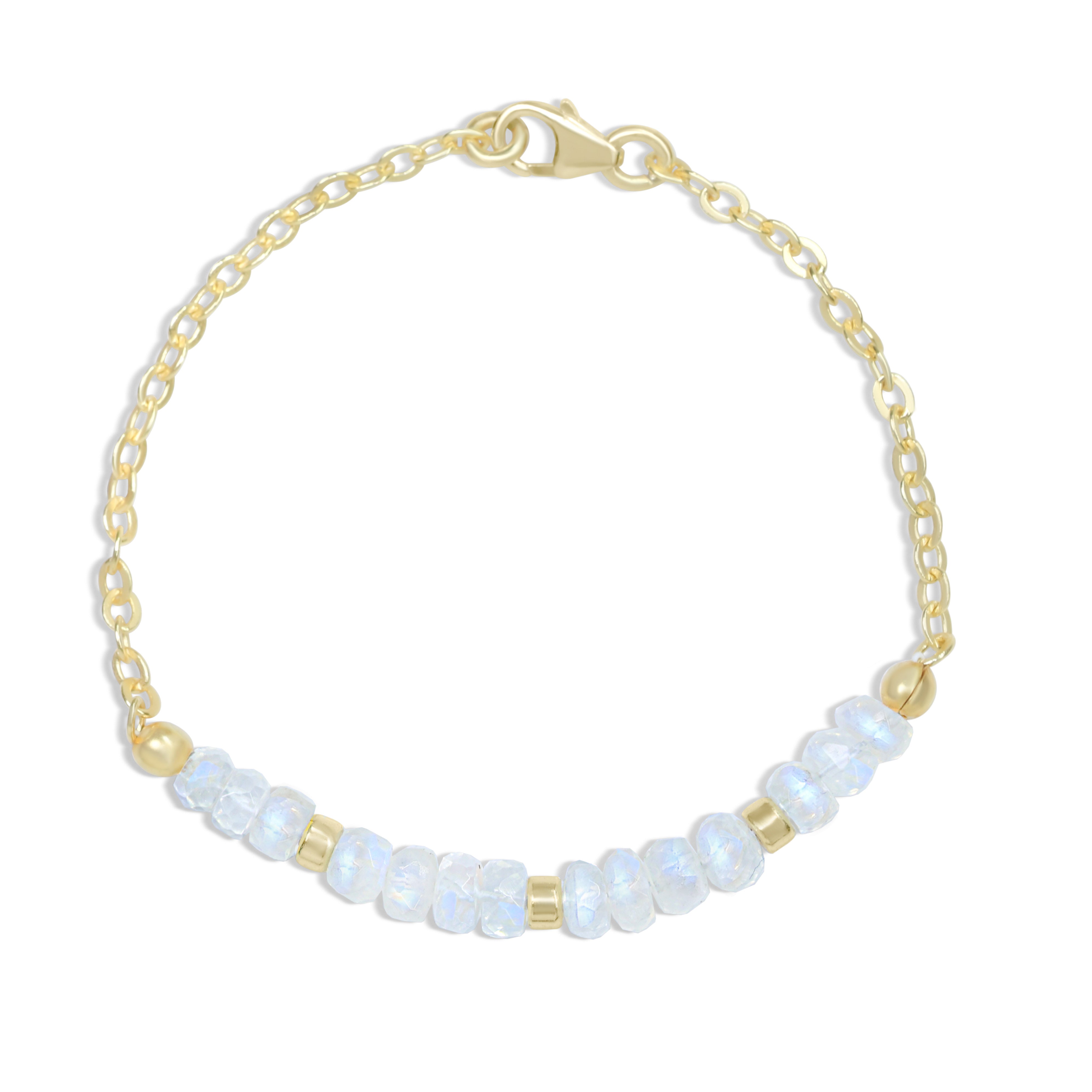 Natural Rainbow Moonstone Faceted Beads Chain Bracelet – Handmade Gemstone Jewelry for Women – Perfect for Boho Style, Yoga, Meditation & Spiritual Healing
