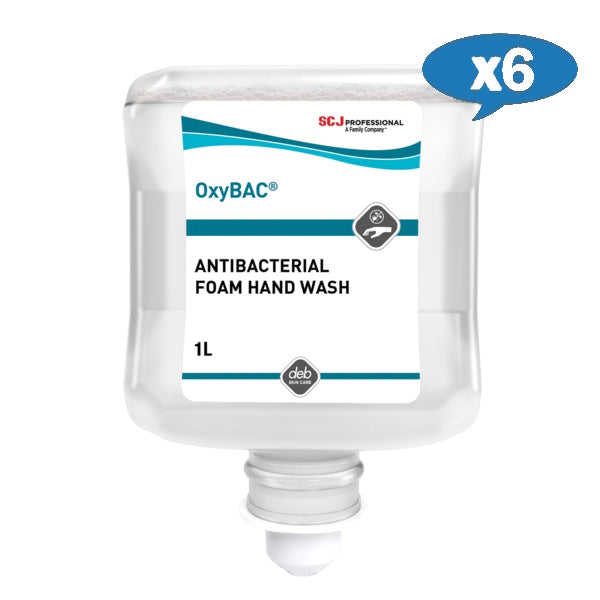 SC Johnson Deb OxyBAC Antibacterial Foam Hand Wash - Kills 99.9% Germs, Moisturizing Formula for Soft Skin | Ideal for Hospitals, Schools & Home Use