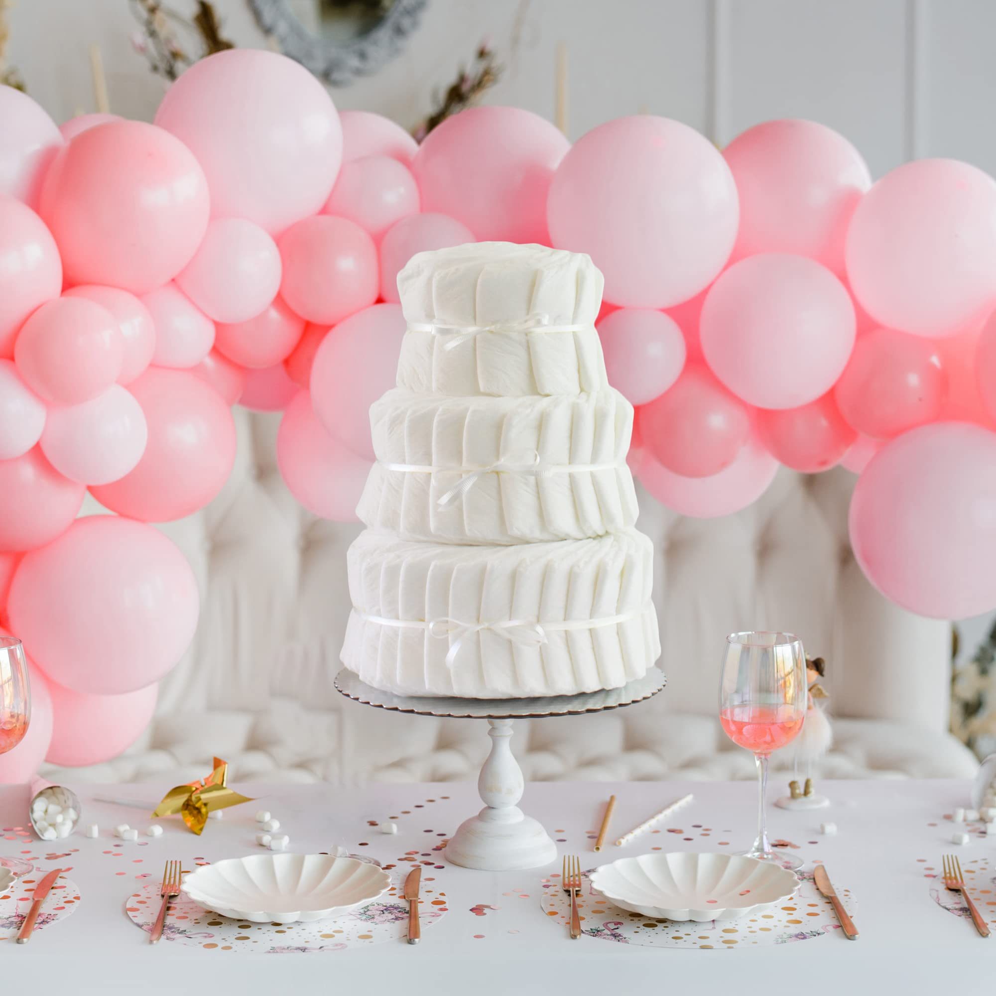 DIY 3-Tier Plain Diaper Cake Kit - 60 Premium Diapers for Baby Showers, Gender Reveals & Nursery Decorations