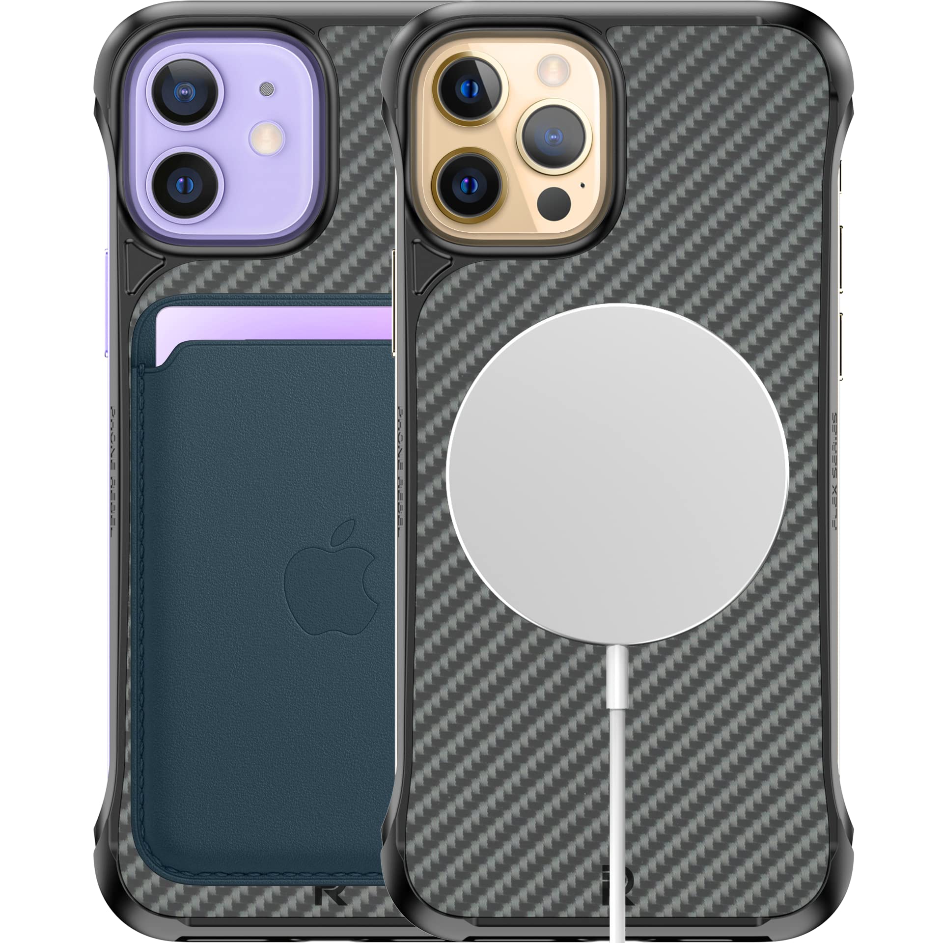 REBEL iPhone 12/12 Pro Case [Flex Series] - Ultra Slim Aramid Fiber Cover with Exposed Sides & Strong MagSafe Compatibility | Protective Raised Corners | Frameless Design for 6.1 Inch iPhone 12/12 Pro (2020) | Perfect for Daily Use, Work & Outdoor Activities (Flex Black)