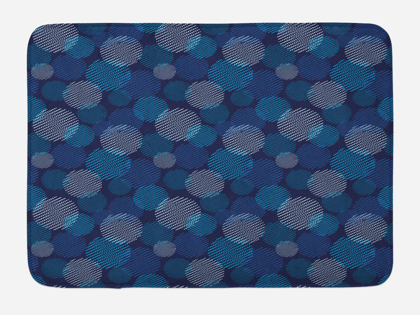 Ambesonne Abstract Non-Slip Bath Mat - Modern Polka Dot Design with Navy Blue & Pale Blue Circles - Soft Plush Bathroom Rug 30