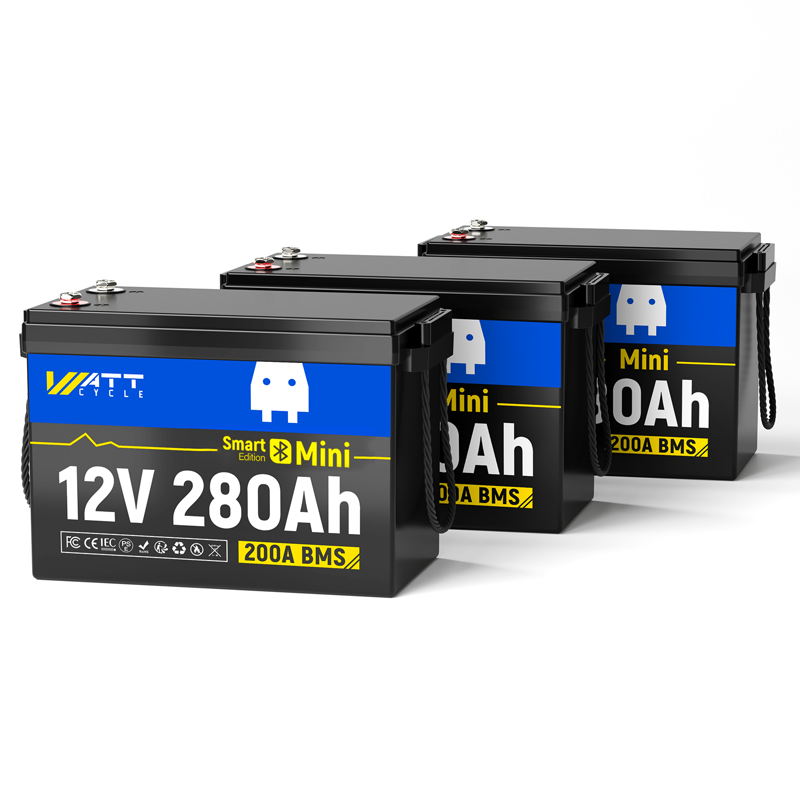 12V 280Ah Mini LiFePO4 Battery with Bluetooth - High Capacity Lithium Iron Phosphate Battery for Solar, RV, Marine & Off-Grid Power - Perfect for Camping, Emergency Backup & Outdoor Adventures