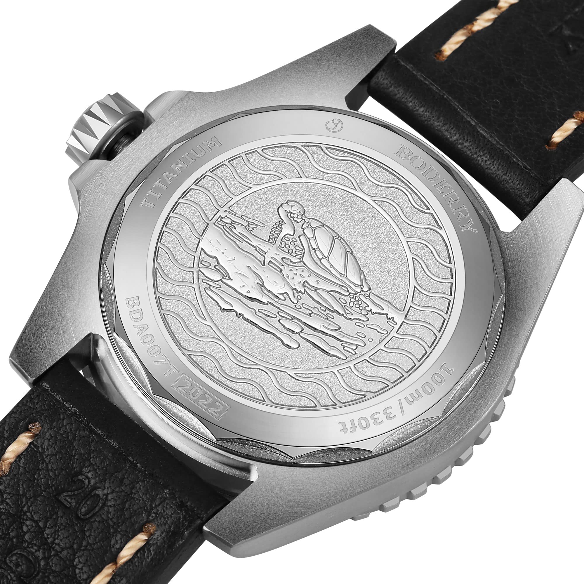BODERRY Men's Japanese Automatic Diver Watch - Titanium Case, Sapphire Crystal, 100M Waterproof, Swiss Super Luminova, Screw Down Crown - Perfect for Scuba Diving, Swimming & Outdoor Adventures