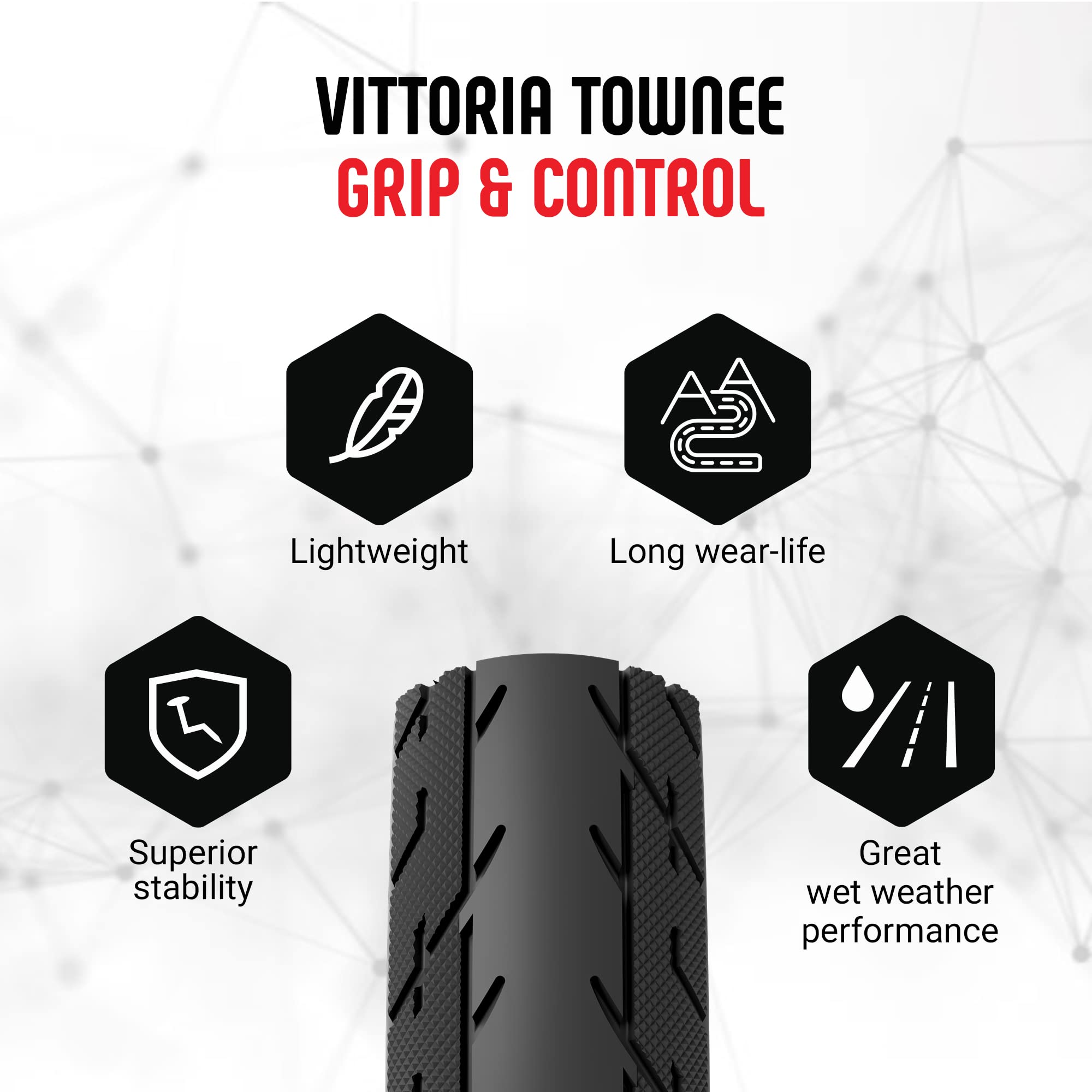 Vittoria Townee Road Bike Tire - Hybrid Bicycle Tires for Commuting, Casual Riding & Courier Work | Durable, Puncture-Resistant for Urban & Suburban Cycling