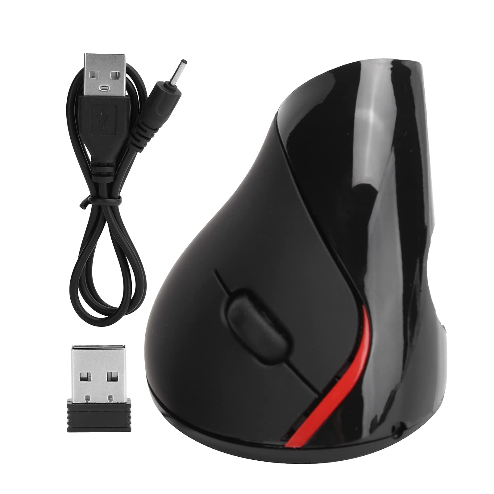 Wireless Vertical Mouse 5D 2nd Gen - Ergonomic Optical Mouse for Right Hand, 1600DPI Gaming & Office Computer Mouse with Silent Click (Black) - Perfect for Long Work Hours, Gaming Sessions & Reducing Wrist Pain