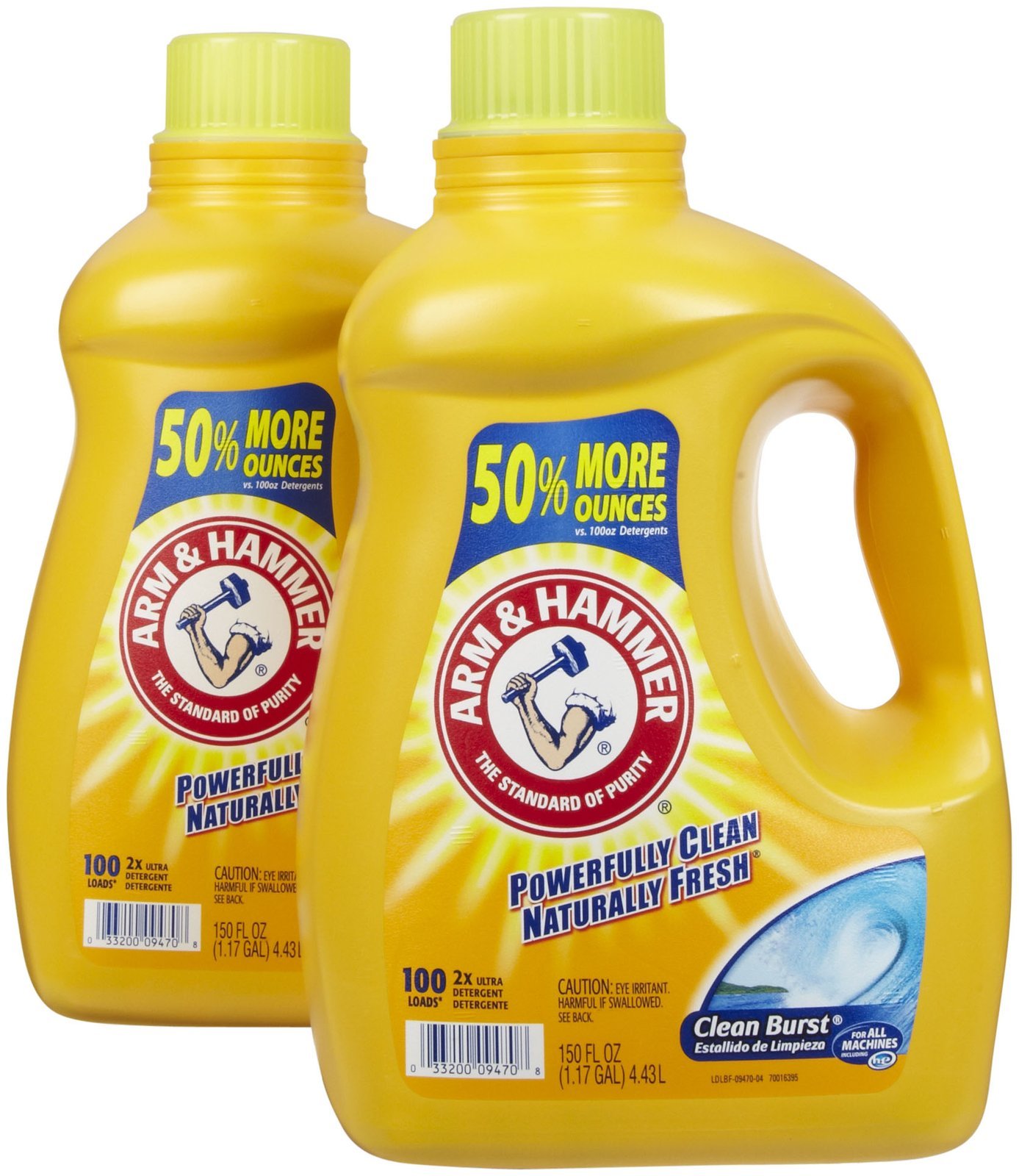 Arm & Hammer Dual HE Liquid Laundry Detergent, Clean Burst Scent - 150 oz (96 Loads) 2-Pack | High Efficiency Washer Safe | Fresh Laundry for Families & Active Lifestyles