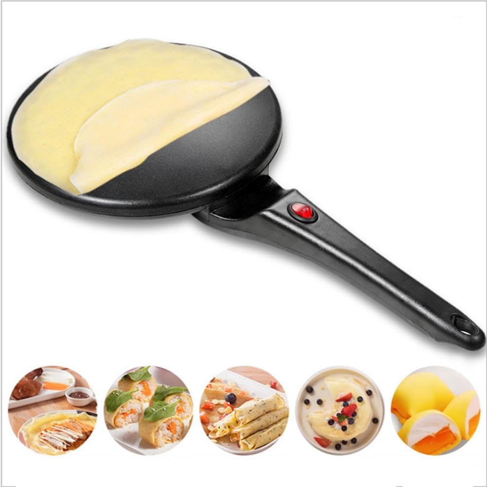 Electric Crepe Maker - Nonstick Portable Crepe Pan with Handle for Crepes, Pancakes & Tortillas | Perfect for Breakfast, Brunch & Kitchen Cooking