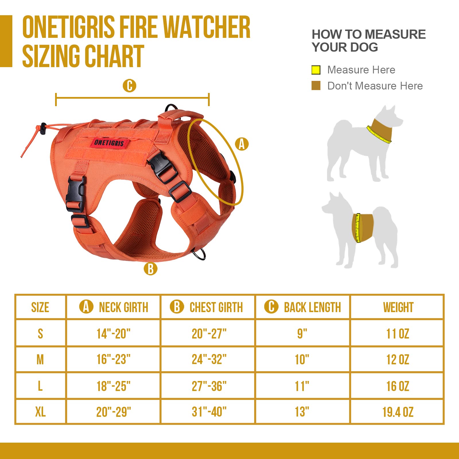 OneTigris Tactical Dog Harness Vest with Handle - Military Grade Adjustable No-Pull Service Vest for Large & Medium Dogs (XL, Orange) | Perfect for Walking, Hiking, Training & Outdoor Adventures