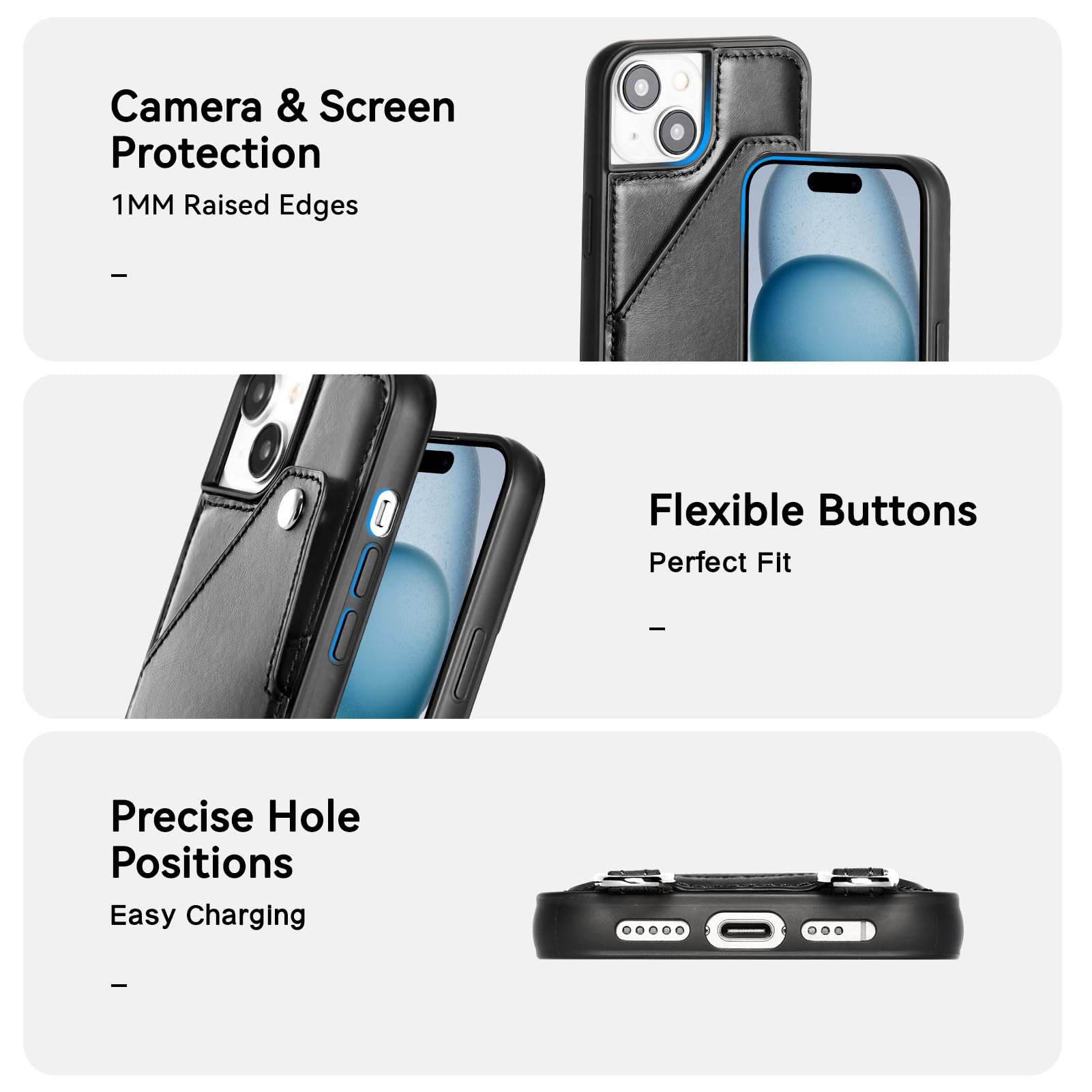 Premium Leather Wallet Phone Case for iPhone 15 (6.1