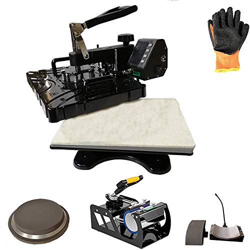 TECHTONGDA 5-in-1 Heat Press Machine 110V | Multifunctional Sublimation Machine with Double-Tube Heating for T-Shirts, Hats & Mugs | Perfect for DIY Custom Apparel, Promotional Products & Small Business Printing