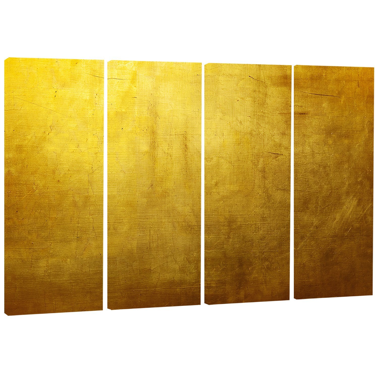 Designart Gold Texture Abstract Metal Wall Art - 4 Panel Canvas Print 48x28 Inches - Modern Home Decor for Living Room, Bedroom & Office - MT8410