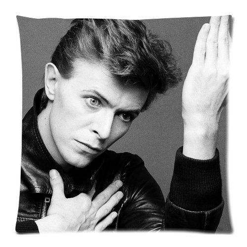 Custom Cotton Polyester Soft Rectangle Zippered Decorative Square Throw Pillow Cover 18x18 Inches - David Bowie Black White British Rock Star Themed Pillowcase for Fans | Perfect for Home Decor, Living Room, Bedroom & Gift for Music Lovers