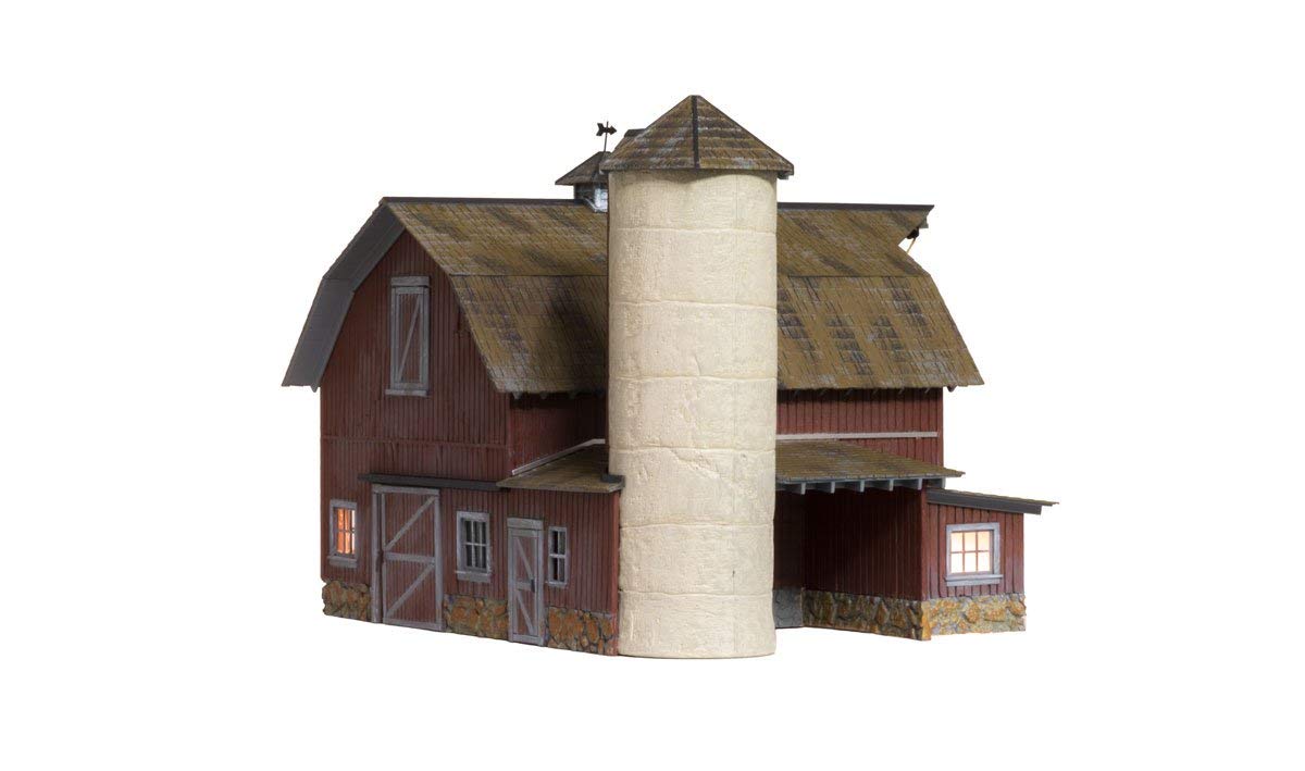 Woodland Scenics BR5865 Old Weathered Barn Built & Ready Kit - O Scale Model Train Building for Realistic Railroad Scenery & Diorama Displays