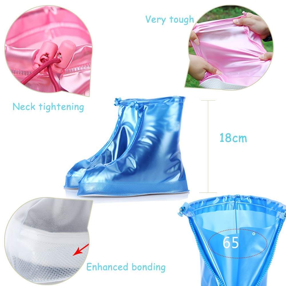 Waterproof Reusable Non-Slip Snow & Rain Shoe Covers - Slip-Resistant Overshoe Protectors for Men Women (Small, Blue) - Perfect for Winter Walking, Hiking & Outdoor Activities