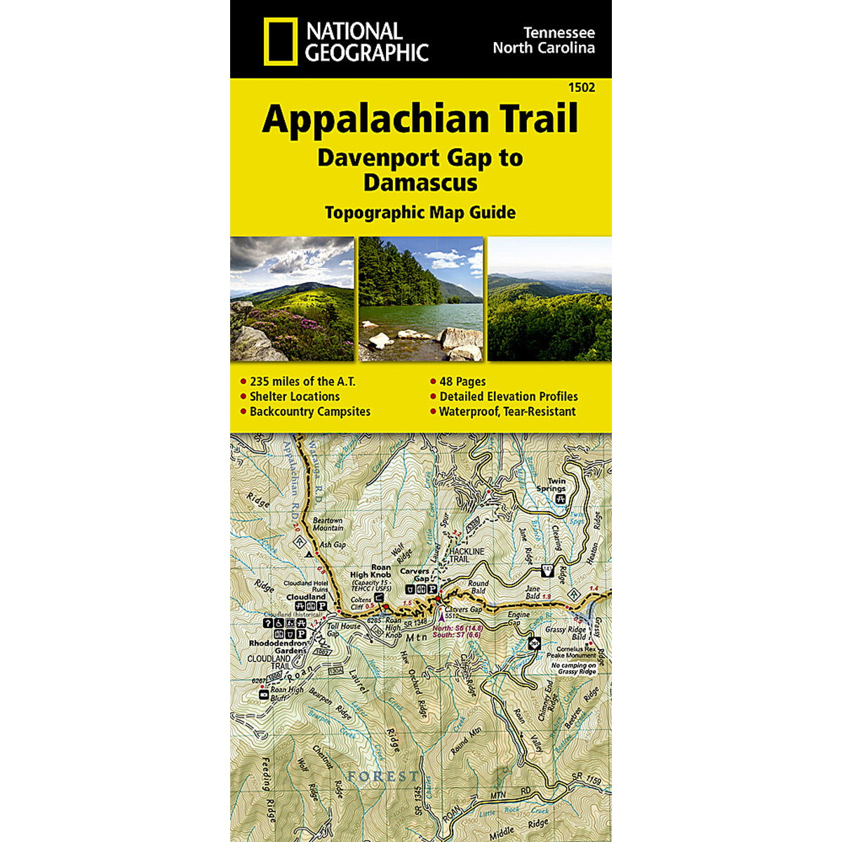 Appalachian Trail Map - Davenport Gap to Damascus Hiking Guide for NC & TN | Perfect for Backpacking & Outdoor Adventures