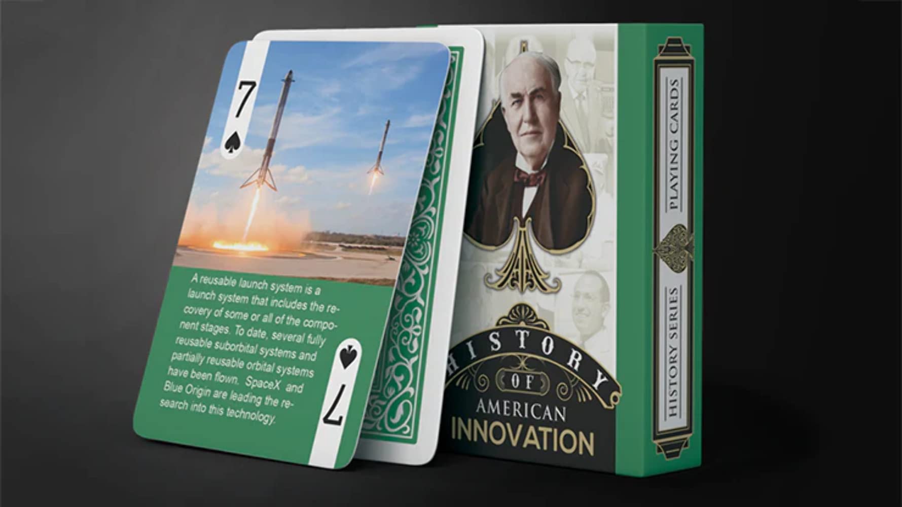 MJM History of American Innovation Playing Cards - Premium Deck with 52 Unique Designs - Perfect for Collectors, Card Games, and Educational Use