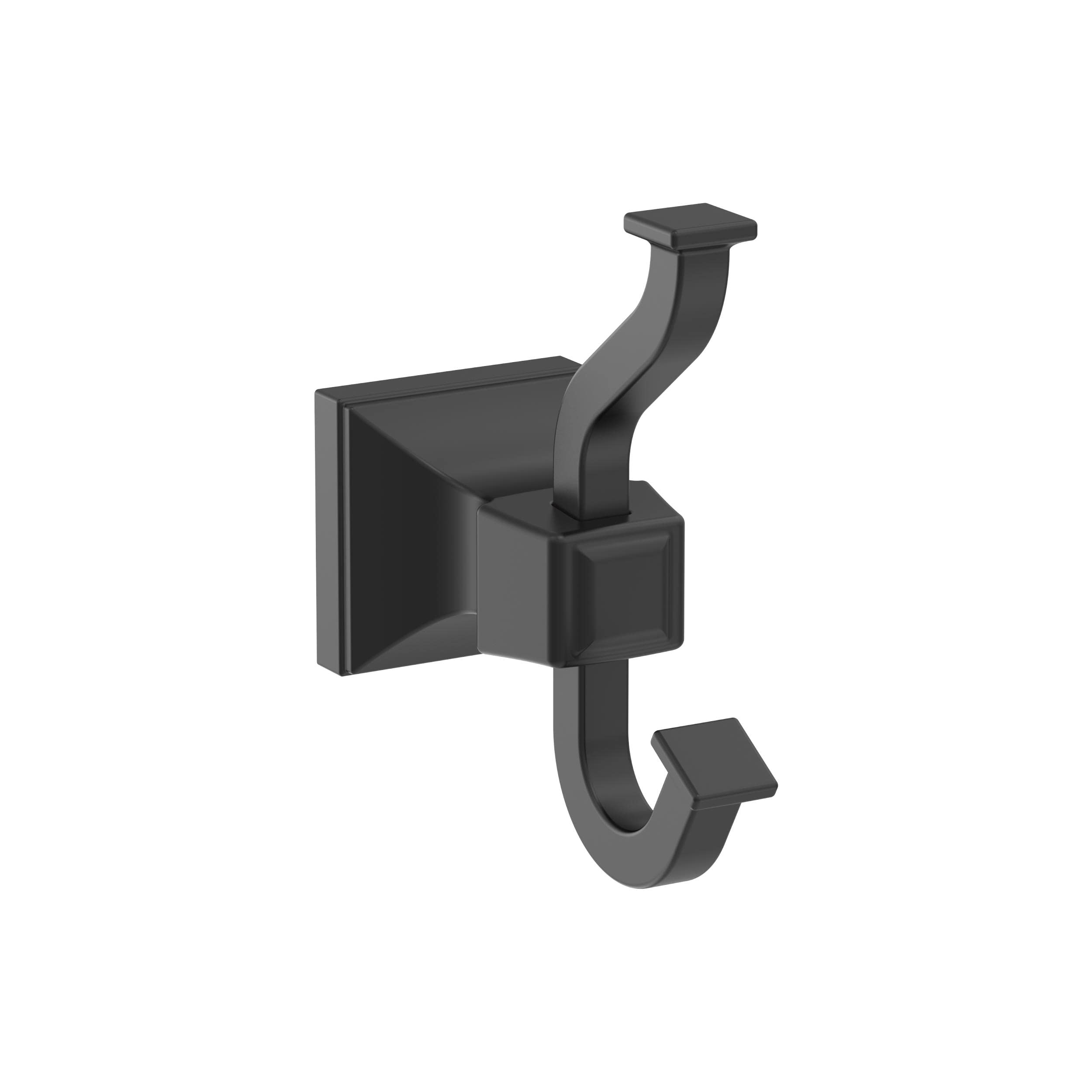 Amerock BH36020MB Matte Black Single Robe Hook - 4-1/4 Inch (108mm) Bathroom Towel Holder - Modern Mulholland Design - Durable Bath Accessory for Hanging Robes, Towels & Clothes - Perfect for Bathrooms, Spas & Bedrooms