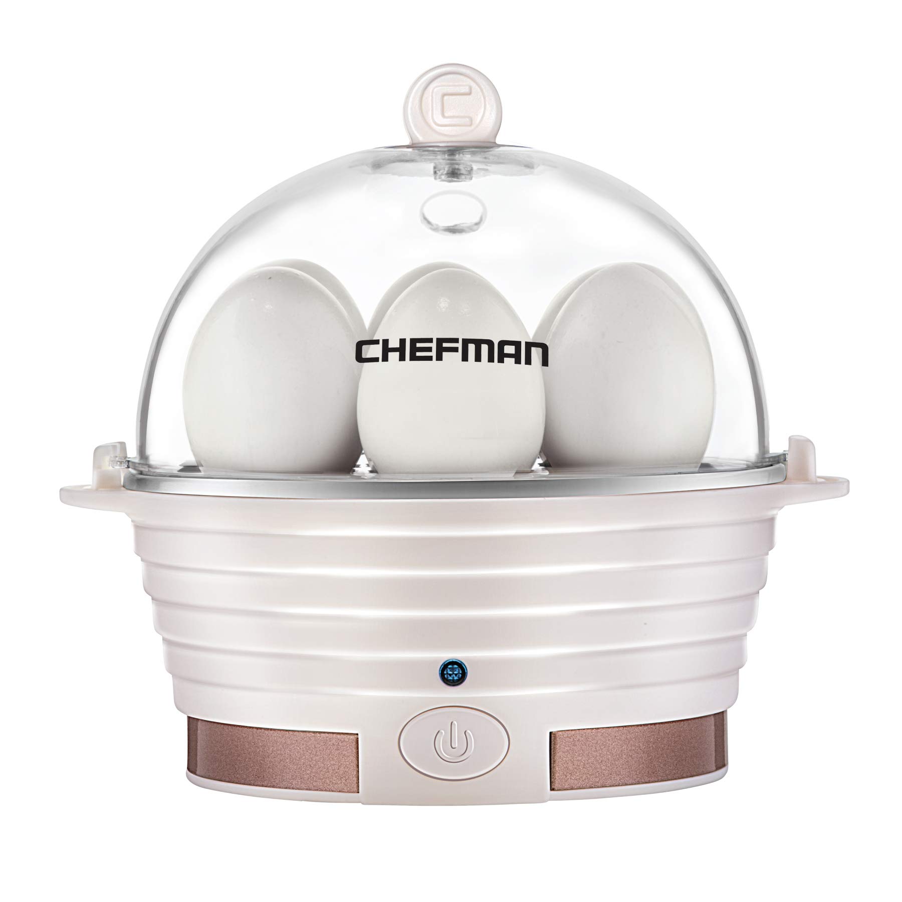 Chefman Electric Egg Cooker & Steamer - 6 Egg Capacity for Hard, Medium, Soft Boiled Eggs & Poached Eggs - Includes Omelet Tray & Ready Signal - BPA-Free Ivory Appliance - Perfect for Breakfast Meal Prep & Healthy Cooking
