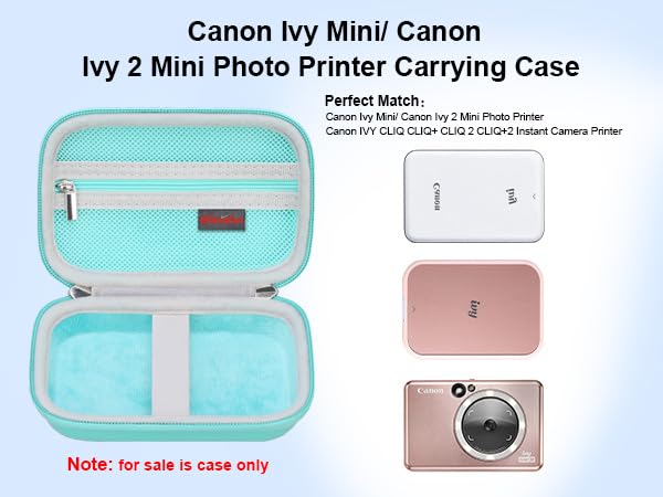 Elonbo Portable Travel Case for Canon Ivy 2 Mini & Ivy Mini Photo Printer | Bluetooth Instant Camera Printer Storage Bag | Fits Photo Paper & Cables | Green Mesh Organizer | Perfect for Travel, Home & Office Use