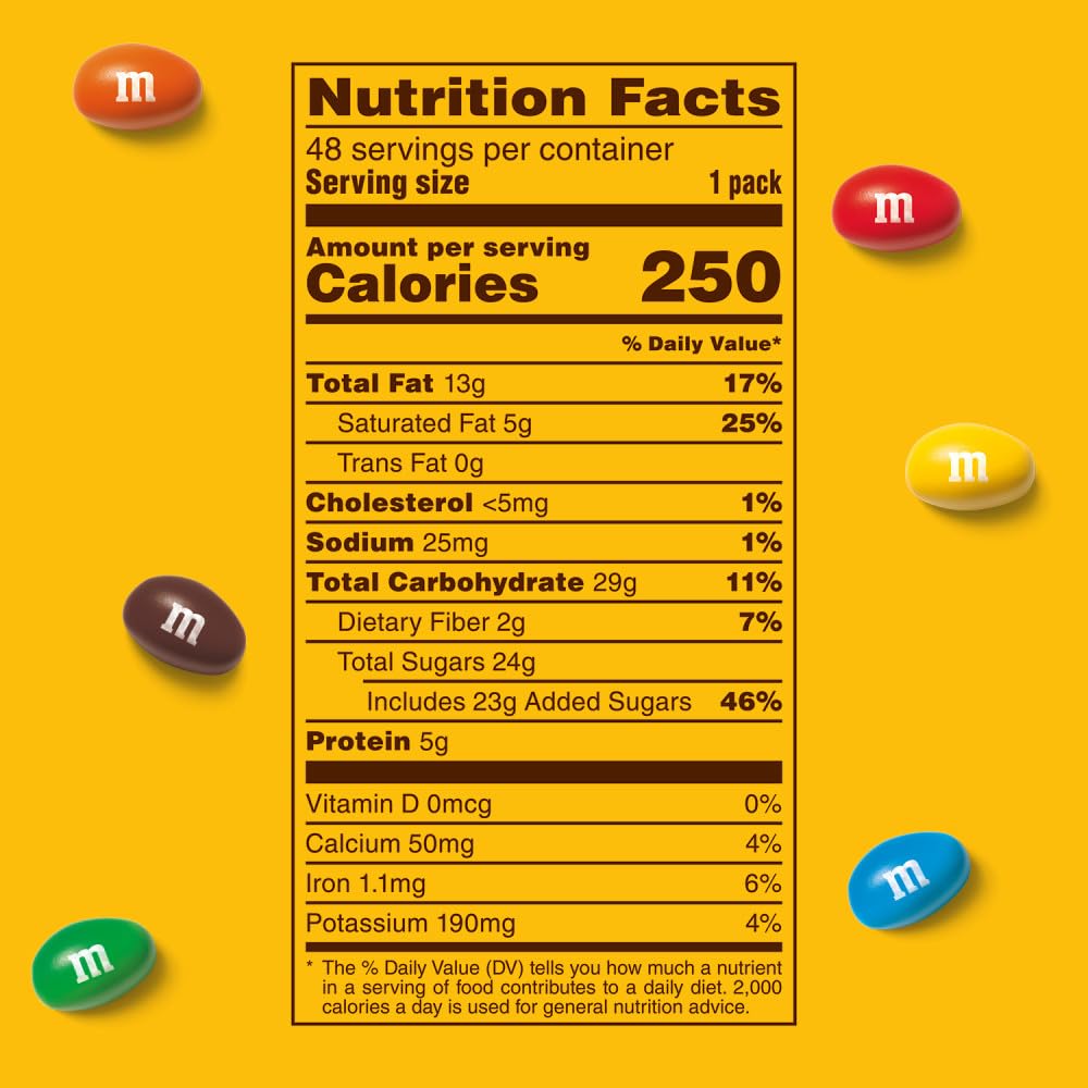 M&M'S Milk Chocolate Candy Bulk Pack - 48 Count, 1.74 oz Bags (83.52 oz Total) | Party Favors, Halloween Treats, Office Snacks & Movie Night Candy