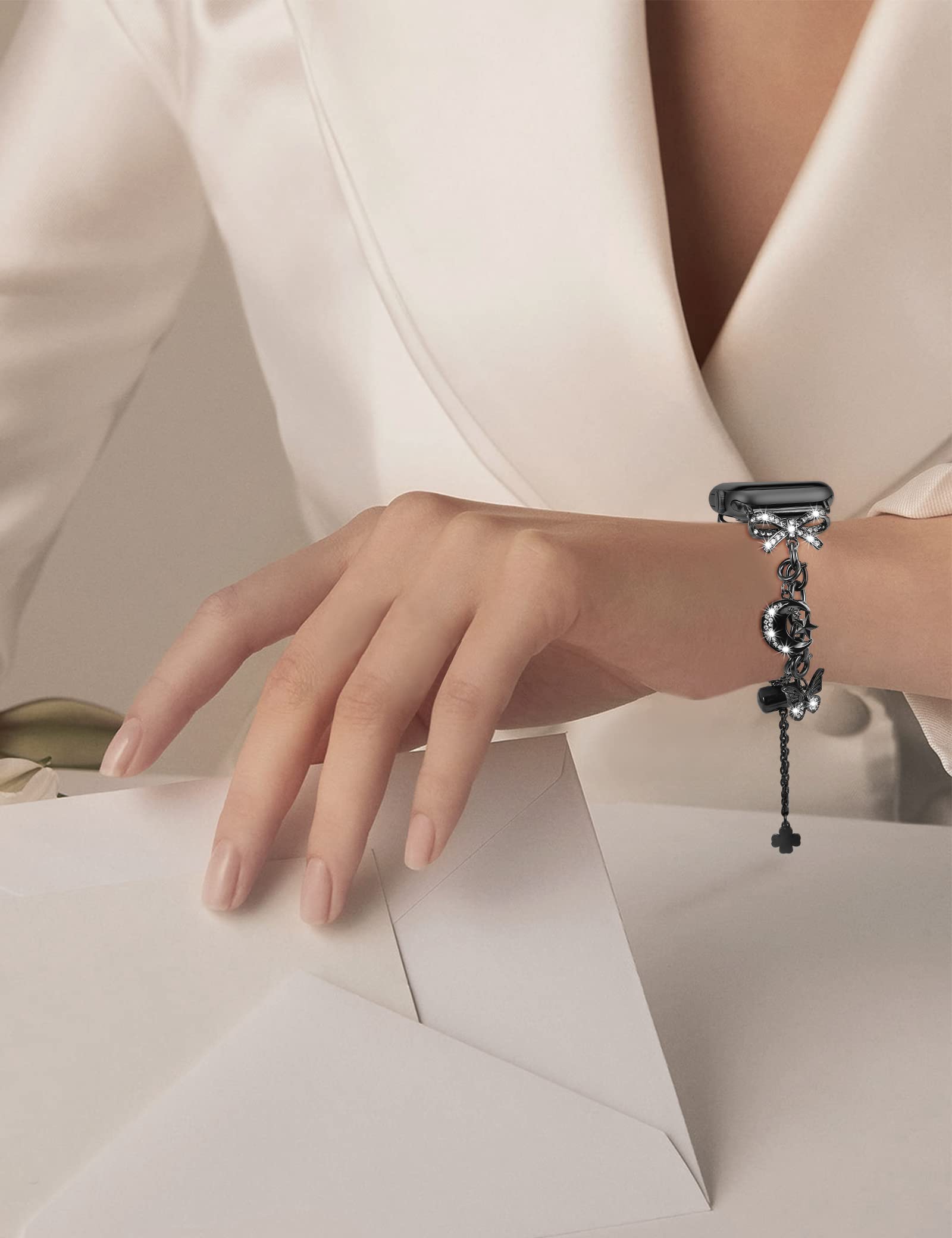 Elegant Stainless Steel Diamond Bling Apple Watch Band for Women - Compatible with iWatch Series 10/9/8/7/6/5/4/3/Ultra/SE (38/40/41/42/44/45/46/49mm) - Perfect for Parties, Work & Everyday Fashion Accessory