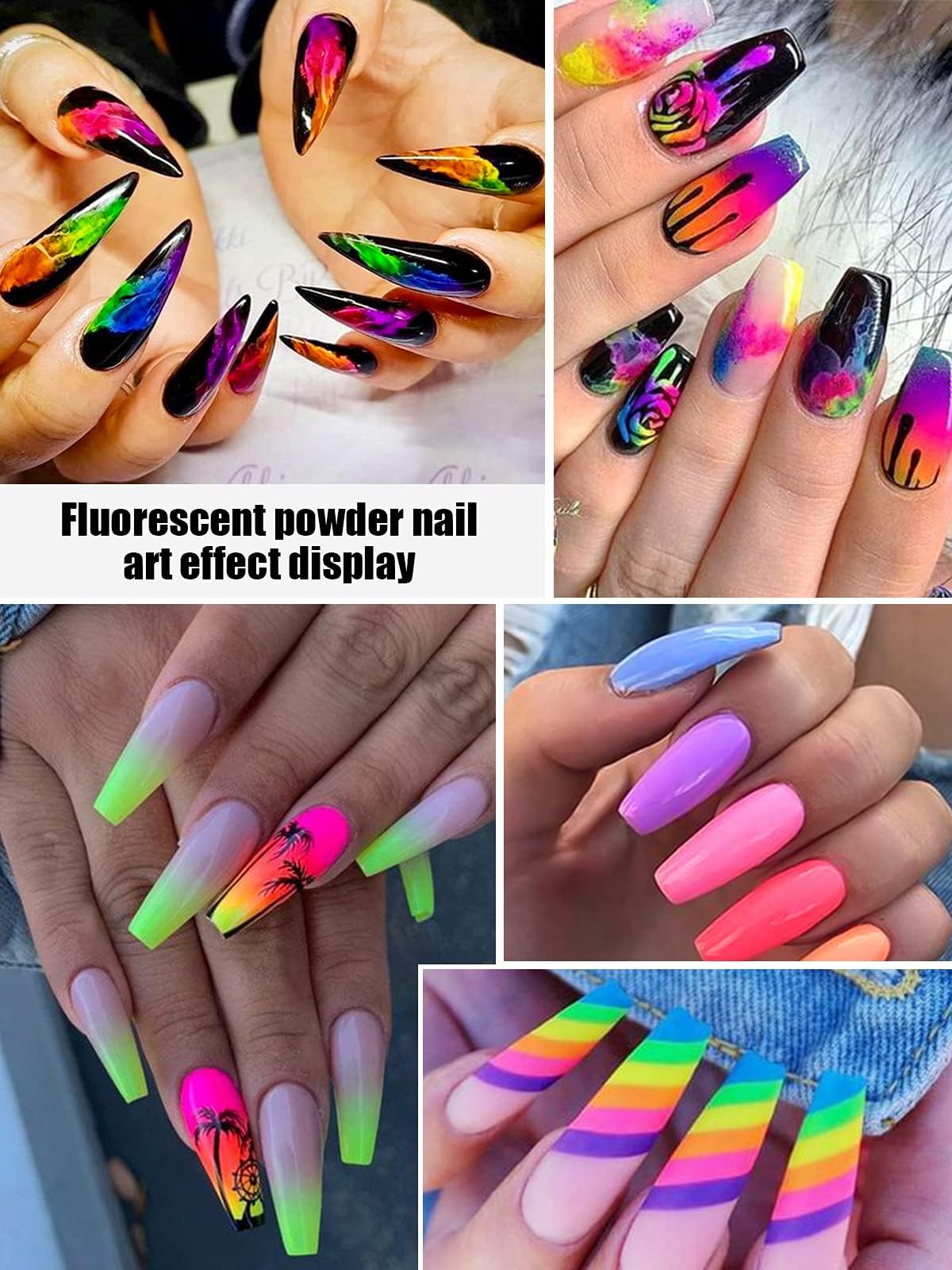 12 Colors Neon Pigment Eyeshadow & Nail Powder - Kalolary Fluorescent Makeup Set for Halloween, Acrylic Nail Art & Gradient Matte Polish | Perfect for Cosplay, Festival Makeup & DIY Nail Designs